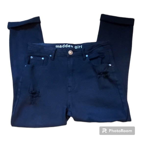 Madden Girl Black Destroyed Mom Jeans - Picture 2 of 8